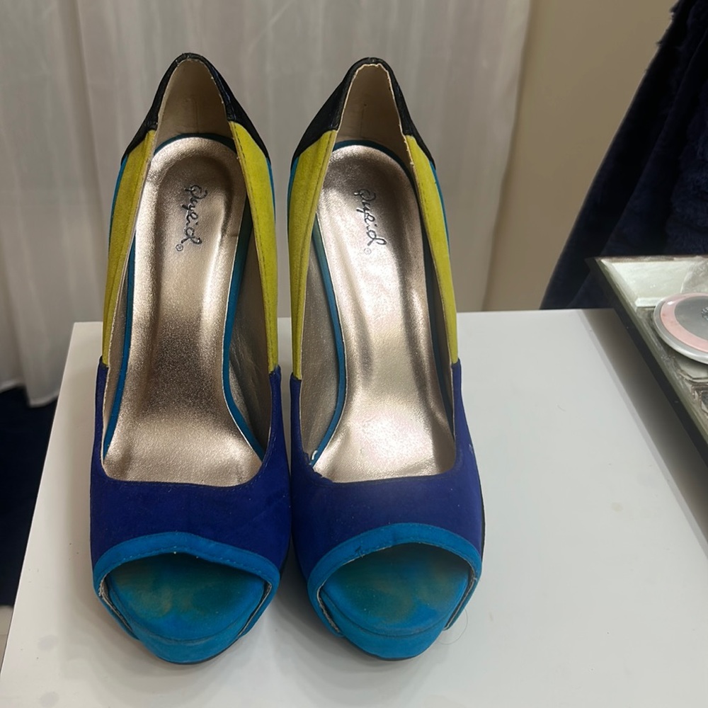 Colorful Peep Toes Heels Size 9